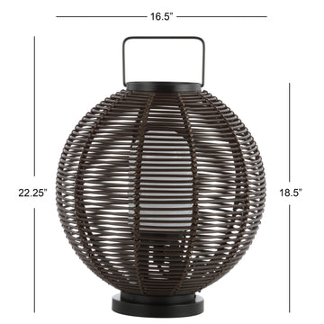 Jigu 22" Outdoor Woven Globe Asian LED Lantern - JONATHAN Y